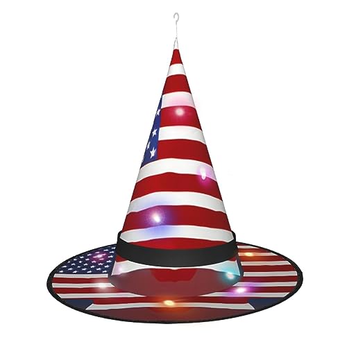 Kycvds Baseball-Hexenhüte mit amerikanischer Flagge sind mit Lichtern verziert, die große Halloween-Partyzubehör dekorieren. Kycvds Baseball-Hexenhüte mit amerikanischer Flagge sind mit Lichtern verziert, die große Halloween-Partyzubehör dekorieren. von Kycvds