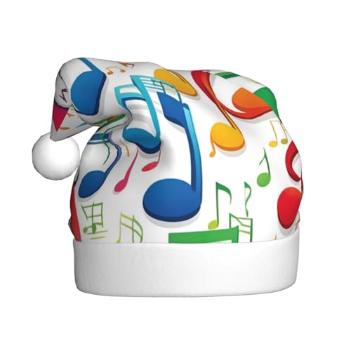 Kycvds Bunte Musiknoten, 1 Weihnachtsmannmütze, Urlaub für Erwachsene, Unisex, Samt, Komfort, extra dicker Hut für Neujahr Kycvds Bunte Musiknoten, 1 Weihnachtsmannmütze, Urlaub für Erwachsene, Unisex, Samt, Komfort, extra dicker Hut für Neujahr von Kycvds