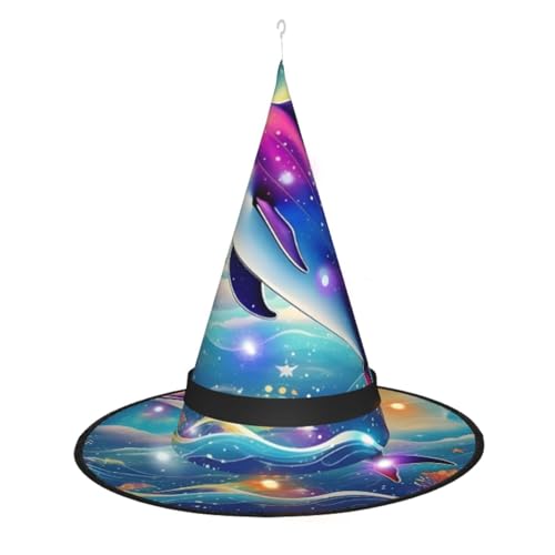 Kycvds Bunte Sternenhimmel, Ozean, Delfin, Halloween-Hexenhüte sind mit Lichtern verziert, die verwendet werden, um große Halloween-Partyzubehör zu dekorieren. Kycvds Bunte Sternenhimmel, Ozean, Delfin, Halloween-Hexenhüte sind mit Lichtern verziert, die verwendet werden, um große Halloween-Partyzubehör zu dekorieren. von Kycvds