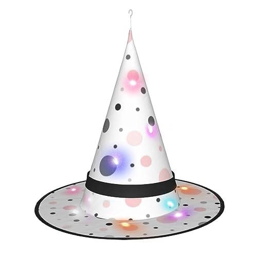 Kycvds Die Halloween-Hexenhüte in Rosa, Grau, Weiß, modernes Punktemuster, sind mit Lichtern verziert, die verwendet werden, um große Halloween-Partyzubehör zu dekorieren. Kycvds Die Halloween-Hexenhüte in Rosa, Grau, Weiß, modernes Punktemuster, sind mit Lichtern verziert, die verwendet werden, um große Halloween-Partyzubehör zu dekorieren. von Kycvds
