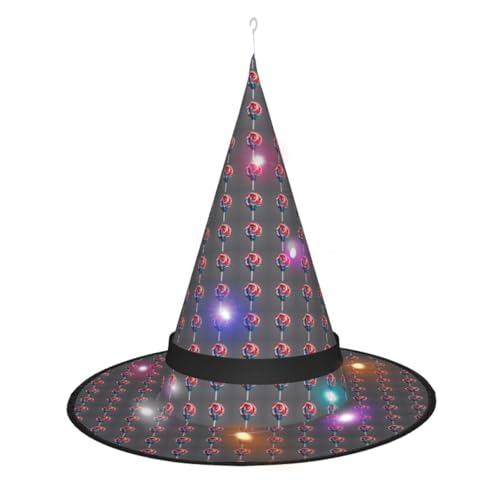 Kycvds Die Halloween-Hexenhüte von Lollipop sind mit Lichtern verziert, die große Halloween-Partyzubehör dekorieren. Kycvds Die Halloween-Hexenhüte von Lollipop sind mit Lichtern verziert, die große Halloween-Partyzubehör dekorieren. von Kycvds