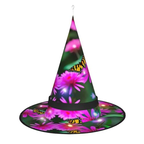 Kycvds Die bunten Schmetterlings-Hexenhüte mit Blumen sind mit Lichtern verziert, die verwendet werden, um große Halloween-Partyzubehör zu dekorieren. Kycvds Die bunten Schmetterlings-Hexenhüte mit Blumen sind mit Lichtern verziert, die verwendet werden, um große Halloween-Partyzubehör zu dekorieren. von Kycvds