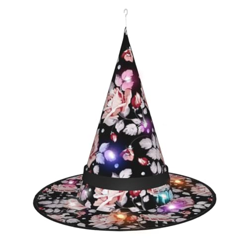 Kycvds Halloween-Hexenhüte mit rosa Blumen sind mit Lichtern verziert, die verwendet werden, um große Halloween-Partyzubehör zu dekorieren. Kycvds Halloween-Hexenhüte mit rosa Blumen sind mit Lichtern verziert, die verwendet werden, um große Halloween-Partyzubehör zu dekorieren. von Kycvds