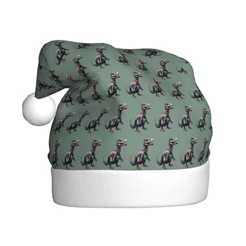 Kycvds Niedliche Dinosa-Weihnachtsmannmütze, Urlaub für Erwachsene, Unisex, Samt, Komfort, extra dicker Hut für Neujahr von Kycvds