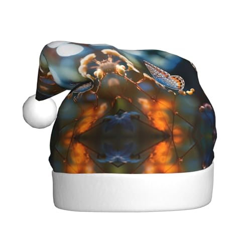 Kycvds Schöne Schmetterlings-Weihnachtsmannmütze, Urlaub für Erwachsene, Unisex, Samt, Komfort, extra dick, für Neujahr Kycvds Schöne Schmetterlings-Weihnachtsmannmütze, Urlaub für Erwachsene, Unisex, Samt, Komfort, extra dick, für Neujahr von Kycvds