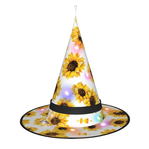 Kycvds Sonnenblumen-Halloween-Hexenhüte sind mit Lichtern verziert, die verwendet werden, um große Halloween-Partyzubehör zu dekorieren. Kycvds Sonnenblumen-Halloween-Hexenhüte sind mit Lichtern verziert, die verwendet werden, um große Halloween-Partyzubehör zu dekorieren. von Kycvds