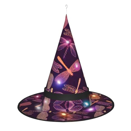 Kycvds Violette Libellen-Halloween-Hexenhüte sind mit Lichtern verziert, die verwendet werden, um große Halloween-Partyzubehör zu dekorieren. Kycvds Violette Libellen-Halloween-Hexenhüte sind mit Lichtern verziert, die verwendet werden, um große Halloween-Partyzubehör zu dekorieren. von Kycvds