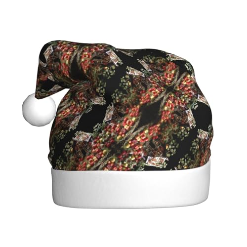 Kycvds Weihnachtsmannmütze, Haus und Obst, für Erwachsene, Unisex, Samt, Komfort, extra dick, für Neujahr, Beige / Braun Kycvds Weihnachtsmannmütze, Haus und Obst, für Erwachsene, Unisex, Samt, Komfort, extra dick, für Neujahr, Beige / Braun von Kycvds