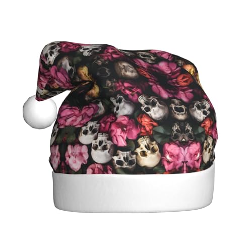 Kycvds Weihnachtsmütze mit Rose und Totenkopf, für Erwachsene, Unisex, Samt, Komfort, extra dick, für Neujahr Kycvds Weihnachtsmütze mit Rose und Totenkopf, für Erwachsene, Unisex, Samt, Komfort, extra dick, für Neujahr von Kycvds