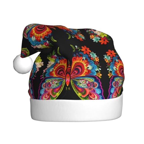 Kycvds Weihnachtsmütze mit Stickerei, bunt, Schmetterling, für Erwachsene, Unisex, Samt, Komfort, extra dick, für Neujahr Kycvds Weihnachtsmütze mit Stickerei, bunt, Schmetterling, für Erwachsene, Unisex, Samt, Komfort, extra dick, für Neujahr von Kycvds