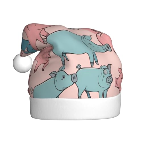 Kycvds Weihnachtsmütze mit niedlichem Schweinemuster, für Erwachsene, Unisex, Samt, Komfort, extra dick, für Neujahr Kycvds Weihnachtsmütze mit niedlichem Schweinemuster, für Erwachsene, Unisex, Samt, Komfort, extra dick, für Neujahr von Kycvds
