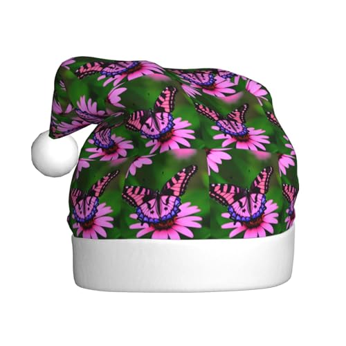 Kycvds Weihnachtsmütze mit rosa Blume, lila, Schmetterling, Urlaub, für Erwachsene, Unisex, Samt, Komfort, extra dick, für Neujahr Kycvds Weihnachtsmütze mit rosa Blume, lila, Schmetterling, Urlaub, für Erwachsene, Unisex, Samt, Komfort, extra dick, für Neujahr von Kycvds