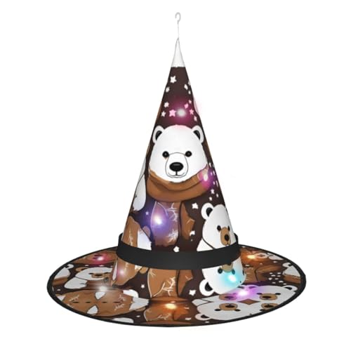 Kycvds Weißer Bär, Braunbär, Halloween-Hexenhüte sind mit Lichtern verziert, die große Halloween-Partyzubehör dekorieren. Kycvds Weißer Bär, Braunbär, Halloween-Hexenhüte sind mit Lichtern verziert, die große Halloween-Partyzubehör dekorieren. von Kycvds
