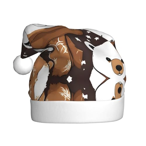 Kycvds Weißer Bär, Braunbär, Weihnachtsmannmütze, Urlaub für Erwachsene, Unisex, Samt, Komfort, extra dick, für Neujahr Kycvds Weißer Bär, Braunbär, Weihnachtsmannmütze, Urlaub für Erwachsene, Unisex, Samt, Komfort, extra dick, für Neujahr von Kycvds