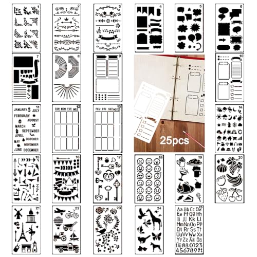KyeeaDIY 25 Stück Tiere Schablonen Zeichnung Malerei Vorlagen Wiederverwendbar Kunststoff Schablonen Kinder Malschablonen Waschbar für DIY Scrapbooking Handwerk Home Dekoration von KyeeaDIY