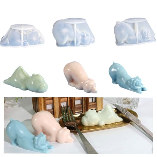 KyeeaDIY 3D Tiere Silikonform Bär Fondant Formen Silikon Drachen Epoxidharz Form Hund Kerzen Gießformen Harzformen Animals Silicone Fondant Molds DIY Backen Modellierung Schokolade Seife Kuchen Deko von KyeeaDIY