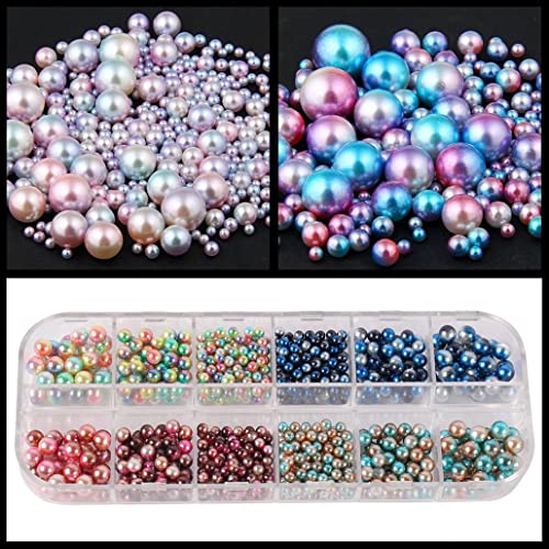 KyeeaDIY 650 Stück 3/4/5mm ABS Kunstperlen mit Klarsichtbox Pas Trou Runde Schmuckperlen Perlen Zum Auffädeln Bastelperlen für Schmuckherstellung Armband Faux Pearl Beads ((Blue Bead) von KyeeaDIY