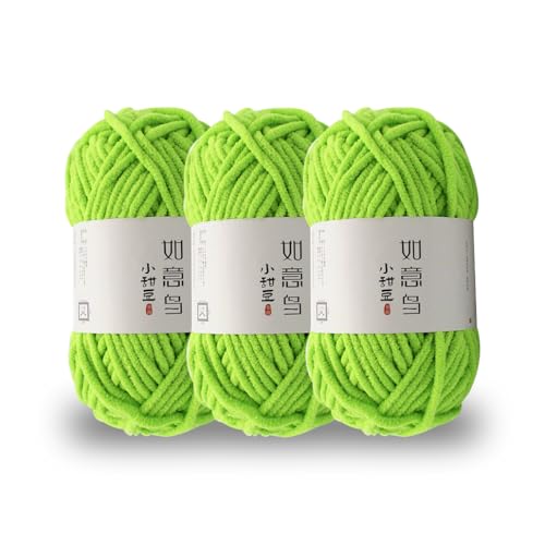 KyeeaDIY Chunky Chenille Garn zum Häkeln, 3pcs Samtgarn zum Stricken von Baumwollgarnen für Anfänger zum Häkeln von Amigurumi, Dicke Decken (jeweils 55m / 60yd) (F) von KyeeaDIY
