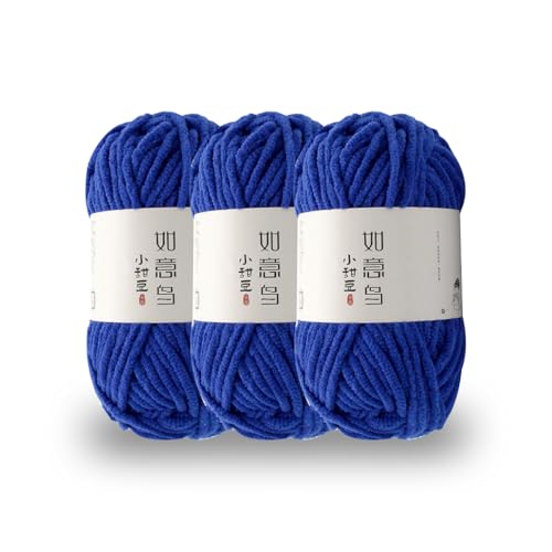 KyeeaDIY Chunky Chenille Garn zum Häkeln, 3pcs Samtgarn zum Stricken von Baumwollgarnen für Anfänger zum Häkeln von Amigurumi, Dicke Decken (jeweils 55m / 60yd) (H) von KyeeaDIY