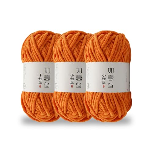 KyeeaDIY Chunky Chenille Garn zum Häkeln, 3pcs Samtgarn zum Stricken von Baumwollgarnen für Anfänger zum Häkeln von Amigurumi, Dicke Decken (jeweils 55m / 60yd) (N) von KyeeaDIY