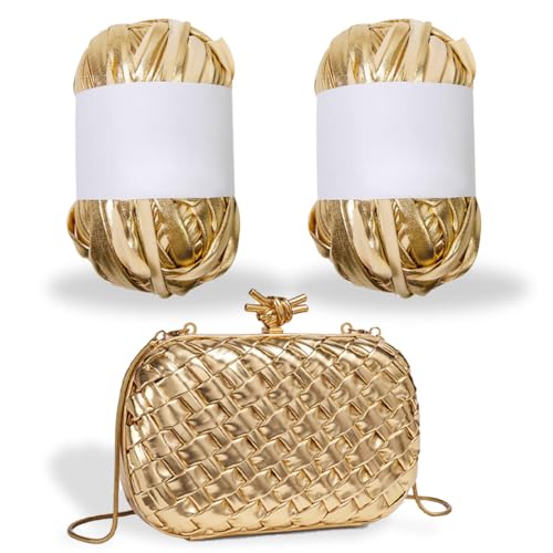 KyeeaDIY Chunky Garn zum Häkeln, 2Pcs Häkelngarn Clearance, Samt Garn Crochet für Decke Stricken, für die Herstellung von DIY Decke, Kleidung, Stricken Kreationen (Golden) von KyeeaDIY