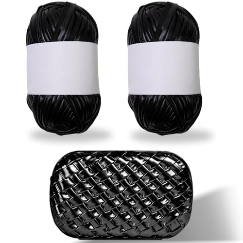 KyeeaDIY Chunky Garn zum Häkeln, 2Pcs Häkelngarn Clearance, Samt Garn Crochet für Decke Stricken, für die Herstellung von DIY Decke, Kleidung, Stricken Kreationen (Schwarz) von KyeeaDIY