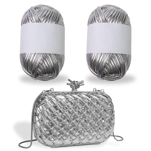 KyeeaDIY Chunky Garn zum Häkeln, 2Pcs Häkelngarn Clearance, Samt Garn Crochet für Decke Stricken, für die Herstellung von DIY Decke, Kleidung, Stricken Kreationen (Silber) von KyeeaDIY