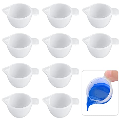 KyeeaDIY Silikon Messbecher, 10pcs Kunststoff Silikonform Becherspender Klein Epoxidharz-Mischbecher Handgefertigte Klein Gieformen Mischbecher Mini Silicone Measuring Cup Schmuckherstellung Diy Craft von KyeeaDIY