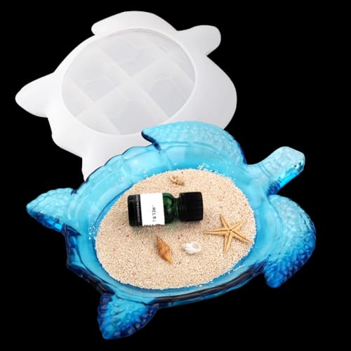 KyeeaDIY Silikonformen Epoxidharz Schildkröte Förmige Tablett Harz Silikonform Schmuck-Aufbewahrungsplatte Resin Gießformen für DIY Obstschale Haus Dekoration (1pc Resin Mold) von KyeeaDIY