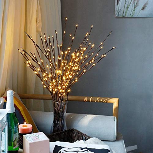 Kylewo LED Lampe Zweig, 20 LEDs wasserdichte Lichterzweige 77CM Warmweißes Zweiglicht mit Netzstrom Betriebene für Weihnachten Ostern Halloween von Kylewo