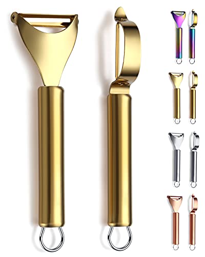 Goldener Kartoffel-Gemüseschäler, Kyraton Edelstahl Apfel-Frucht-Gemüse-Schäler mit Gold-Titan-Beschichtung, Schäler für die Küche, ergonomischer, rutschfester Griff, spülmaschinenfest, 2er-Set Goldener Kartoffel-Gemüseschäler, Kyraton Edelstahl Apfel-Frucht-Gemüse-Schäler mit Gold-Titan-Beschichtung, Schäler für die Küche, ergonomischer, rutschfester Griff, spülmaschinenfest, 2er-Set von Kyraton