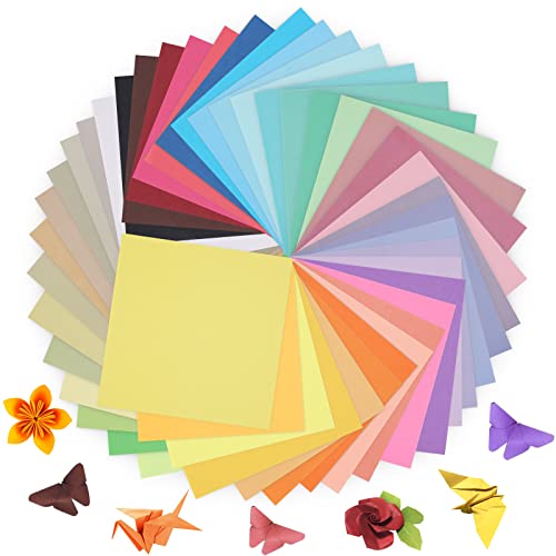 Kyteazr Origami-Papier, 50 Farben, 100 Blatt, 15 x 15 cm, 80 g/㎡, doppelseitiges Farb-Origami-Set für Handwerk und Kunst, ermöglicht einfaches und kompliziertes Falten von Kyteazr