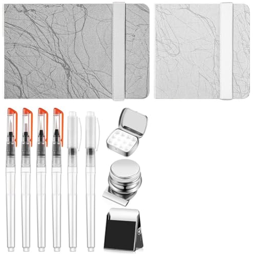 Kznifmk 11-teiliges Mini-Aquarell-Paletten-Set, tragbar, 12 Raster, Aquarellpalette, Aquarellpapier, Skizzenbuch, Stifte, Pinsel, einfache Installation Kznifmk 11-teiliges Mini-Aquarell-Paletten-Set, tragbar, 12 Raster, Aquarellpalette, Aquarellpapier, Skizzenbuch, Stifte, Pinsel, einfache Installation von Kznifmk