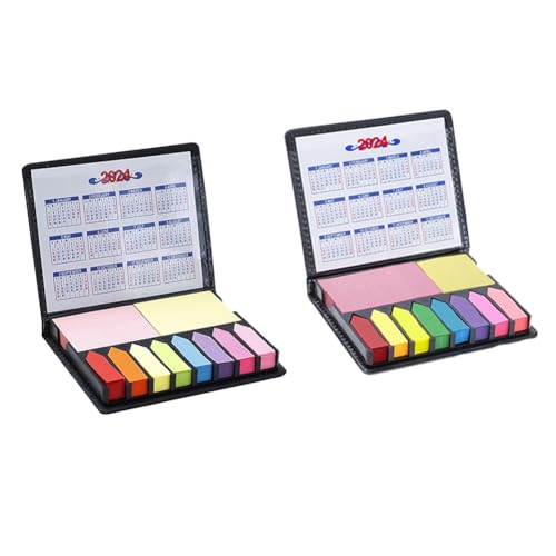 Kznifmk 2 x selbstklebende Haftnotizen für Seitenmarker, Notizblock mit Kalender und Ledereinband, Büro-Notizblock Kznifmk 2 x selbstklebende Haftnotizen für Seitenmarker, Notizblock mit Kalender und Ledereinband, Büro-Notizblock von Kznifmk