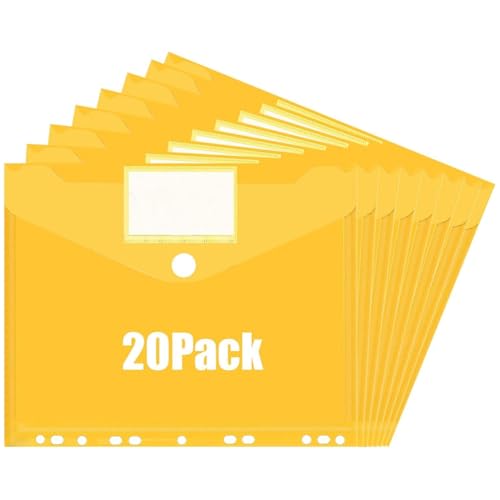 Kznifmk 20 Binderücken für 3-Ring-Bindung, Plastikbinderumschläge, Taschenbindermappen, Binderücken mit Druckknopf mit 11 Löchern von Kznifmk