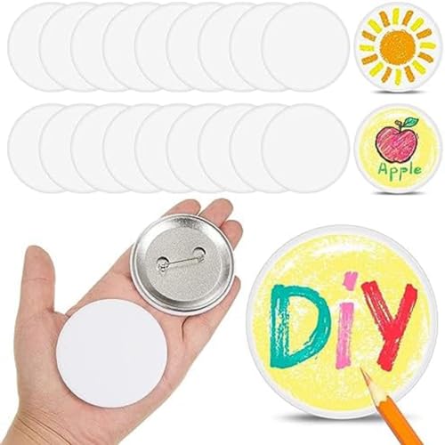 Kznifmk 20 Stück DIY Knopfnadeln, weiß, 58 mm, blanko, aus versilbertem Papier + DIY Abzeichen aus Metall für DIYCrafts Weihnachtshandwerk Kznifmk 20 Stück DIY Knopfnadeln, weiß, 58 mm, blanko, aus versilbertem Papier + DIY Abzeichen aus Metall für DIYCrafts Weihnachtshandwerk von Kznifmk