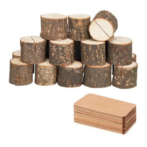 Kznifmk 20 Tischnummernhalter aus Holz mit 30 Tischkartenhaltern für Party, Hochzeit und Memokartenhalter von Kznifmk
