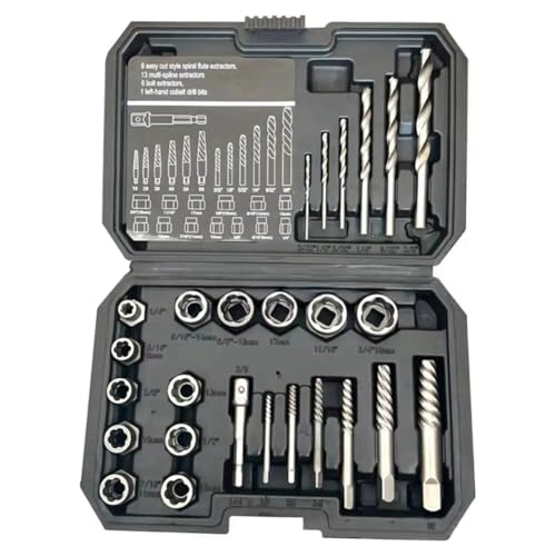 Kznifmk 26-teiliges Schraubenausdreher-Set, Zentrierbohrer, Führung, Set zum Entfernen von gebrochenen und beschädigten Schrauben, Dropship Set Kznifmk 26-teiliges Schraubenausdreher-Set, Zentrierbohrer, Führung, Set zum Entfernen von gebrochenen und beschädigten Schrauben, Dropship Set von Kznifmk