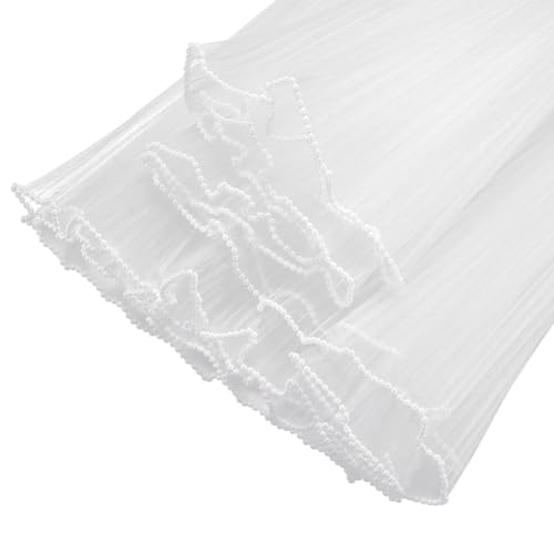 Kznifmk 3 Stück Packpapier für Blumenstrauß, 11 Zoll x 4,5 m für jeden Blumenverpackungsstoff mit Perlrand (weiß) von Kznifmk