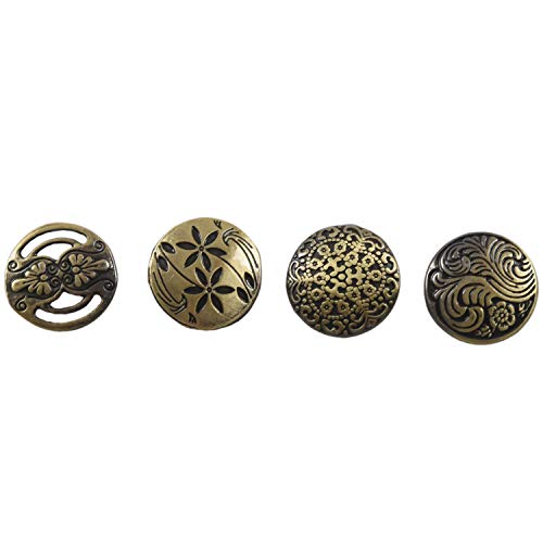 Kznifmk 30 Stück runde Nähknöpfe, dekoratives Blumenmotiv, Bronzefarben, gemischt, 17 mm Kznifmk 30 Stück runde Nähknöpfe, dekoratives Blumenmotiv, Bronzefarben, gemischt, 17 mm von Kznifmk
