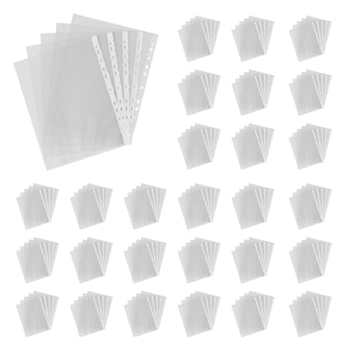Kznifmk 300 Stück A4 PP Lochstanzen, Ordner, Brieftaschen, Ordner, Tasche, transparent, 0,03 mm Kznifmk 300 Stück A4 PP Lochstanzen, Ordner, Brieftaschen, Ordner, Tasche, transparent, 0,03 mm von Kznifmk
