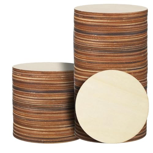 Kznifmk 36 Stück Holzkreise, 4 Zoll, runde Holzscheiben, unvollendet, rund, aus unbehandeltem Holz, runde Scheiben aus Naturholz Kznifmk 36 Stück Holzkreise, 4 Zoll, runde Holzscheiben, unvollendet, rund, aus unbehandeltem Holz, runde Scheiben aus Naturholz von Kznifmk