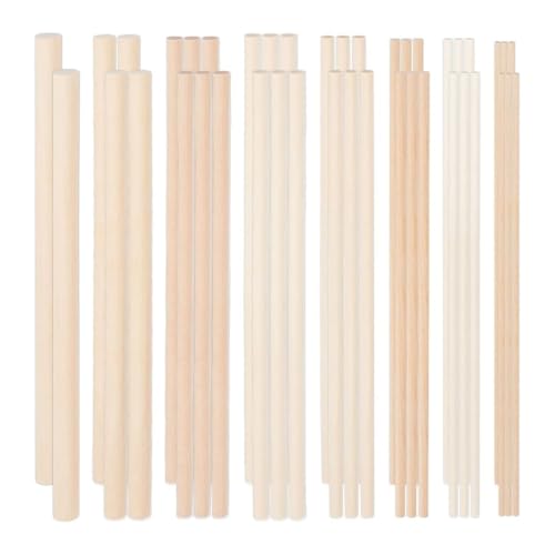 Kznifmk 42 Stück Holzdübel in verschiedenen Größen, runde Dübel, Set aus Buchenholz, Stäbchen aus Hartholz, unvollendet, Basteln, Handwerk Kznifmk 42 Stück Holzdübel in verschiedenen Größen, runde Dübel, Set aus Buchenholz, Stäbchen aus Hartholz, unvollendet, Basteln, Handwerk von Kznifmk
