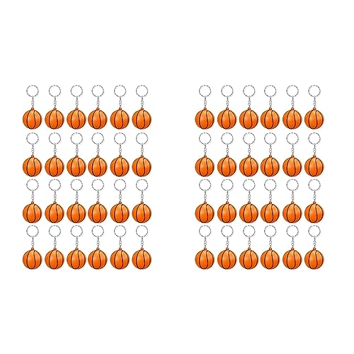 Kznifmk 48 Stück Basketball-Schlüsselanhänger, Mini-Schlüsselanhänger, Anti-Stress-Ball, Schlüsselanhänger, Sportball, Schulbelohnung für Kinder von Kznifmk