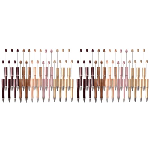 Kznifmk 50 Stück Kunststoff-Kugelschreiber für Stifte, Basteln, Dekoration, Zubehör, Büro, Schule, Braun, Kaffee, Roségold, Roségold von Kznifmk