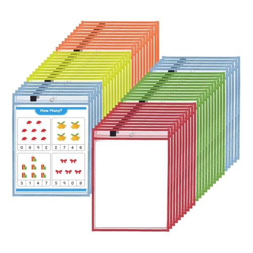 Kznifmk 50 Stück Wiederverwendbare Trockenlöschbare Schutzhüllen, 5 verschiedene Farben für Lehrer, Schulbedarf und Klassenzimmer Kznifmk 50 Stück Wiederverwendbare Trockenlöschbare Schutzhüllen, 5 verschiedene Farben für Lehrer, Schulbedarf und Klassenzimmer von Kznifmk
