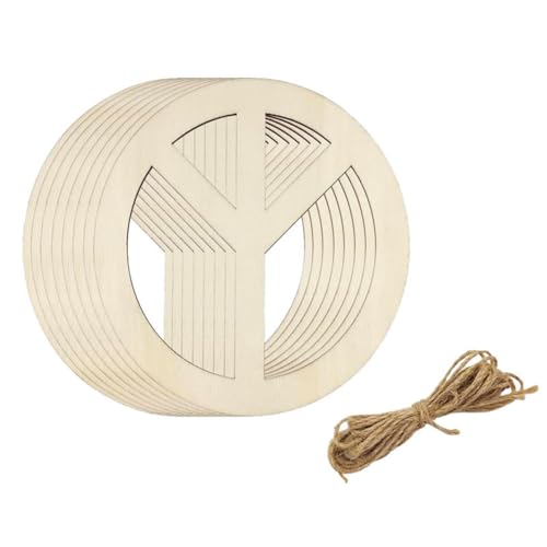 Kznifmk 50 Stück aus Holz, unvollendet, Friedenszeichen, hängend, Ornamente, Basteln, Weiß, Dekoration für Party, Handwerk, Anhänger zum Aufhängen von Kznifmk