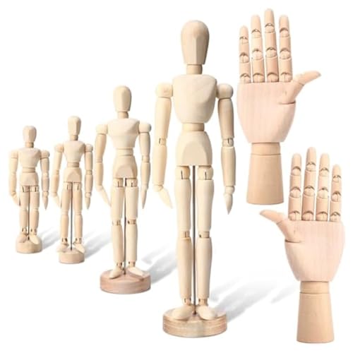 Kznifmk 6 Stück Künstlerpuppen aus Holz, 4,5/5,5/8/12 Zoll, Handmodell aus Holz, Modell für linke und rechte Hand, 7 Zoll Kznifmk 6 Stück Künstlerpuppen aus Holz, 4,5/5,5/8/12 Zoll, Handmodell aus Holz, Modell für linke und rechte Hand, 7 Zoll von Kznifmk