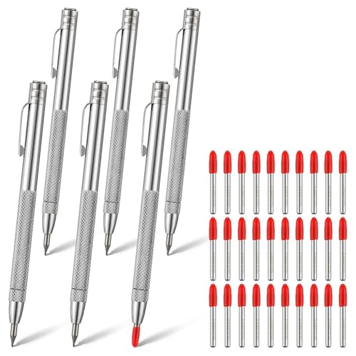 Kznifmk 6 Stück Wolframcarbid-Spitzen mit 30 Ersatzmarkierspitzen aus Aluminium, magnetisch, Wolframcarbid, Gravurwerkzeug, Stift von Kznifmk