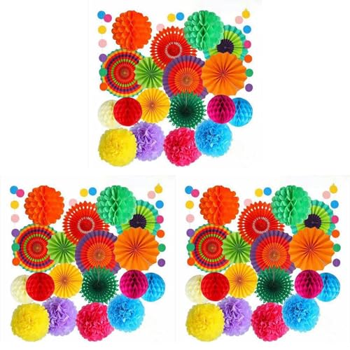 Kznifmk 60 Stück, bunt, Party, Fiesta, Dekoration, Papier-Fans, Wabenbälle aus Papier, Blumenkugel, für Hochzeit, Geburtstag, Veranstaltungen, Festival, Zubehör Kznifmk 60 Stück, bunt, Party, Fiesta, Dekoration, Papier-Fans, Wabenbälle aus Papier, Blumenkugel, für Hochzeit, Geburtstag, Veranstaltungen, Festival, Zubehör von Kznifmk